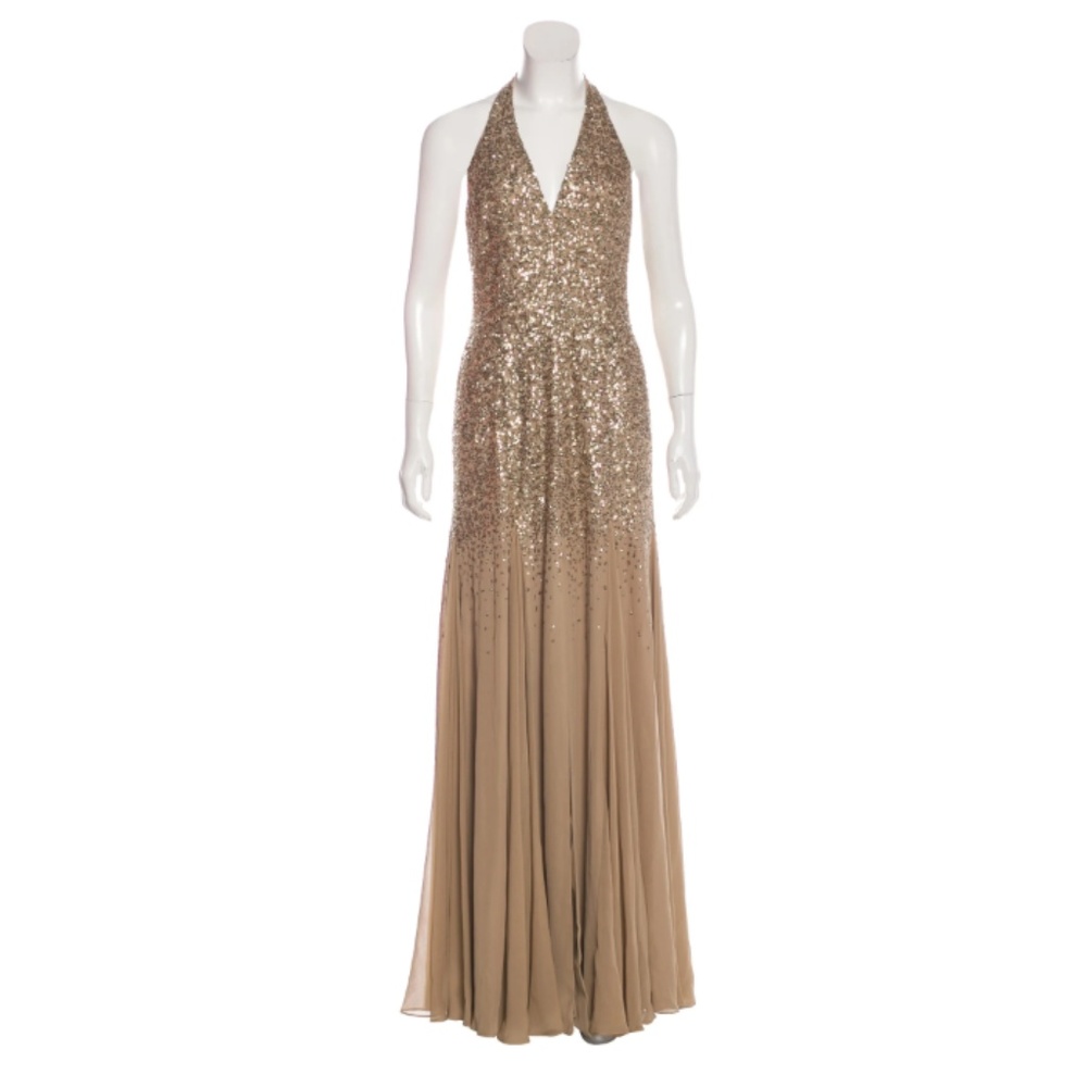 HALSTON HERITAGE Sequined Maxi Dress